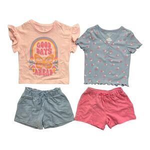 Member's Mark Girl's 4-Piece Mix & Match Two Tees & Two Shorts Playwear Set